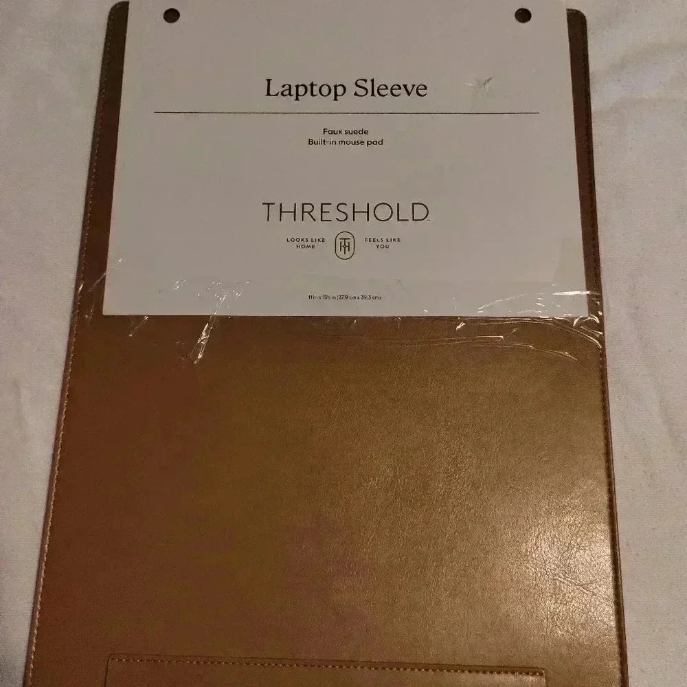 Faux Leather laptop sleeve with built in mouse